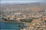 Praia Platô, Cabo Verde from the air while approaching the airport, 2008-02-25